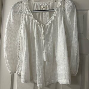 Max Studio White Blouse with Tassel Tie